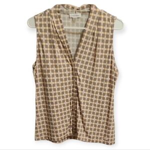 Calvin Klein Beige and Pink Checkered Blouse